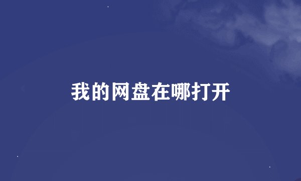 我的网盘在哪打开