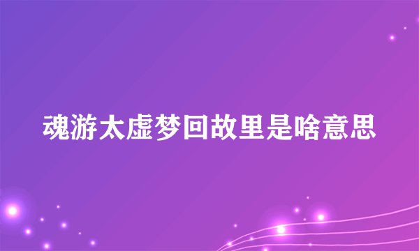 魂游太虚梦回故里是啥意思