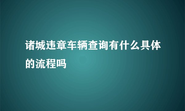 诸城违章车辆查询有什么具体的流程吗