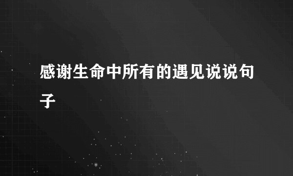 感谢生命中所有的遇见说说句子
