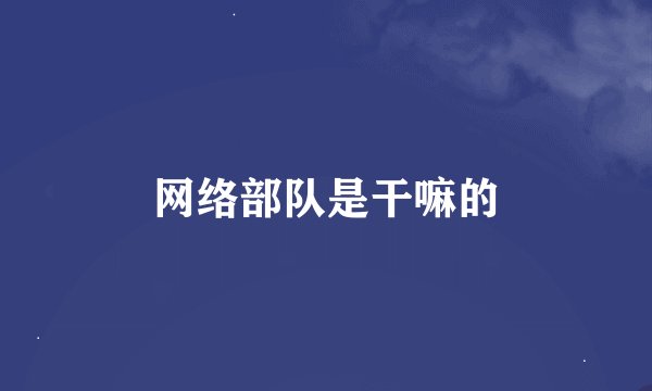 网络部队是干嘛的