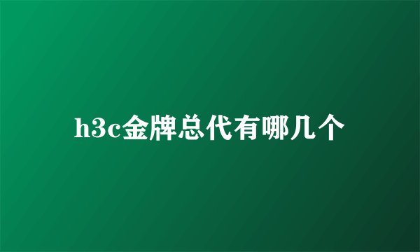 h3c金牌总代有哪几个