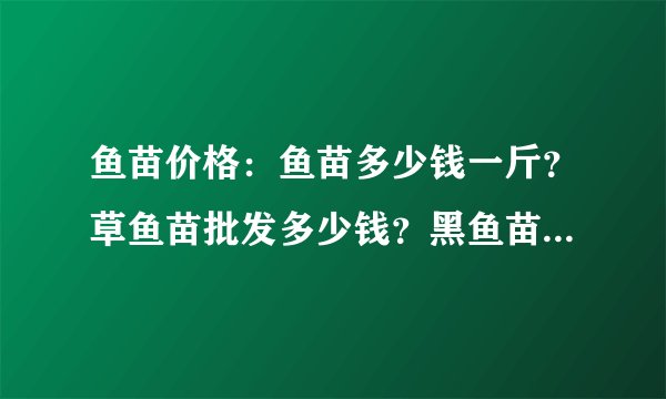 鱼苗价格：鱼苗多少钱一斤？草鱼苗批发多少钱？黑鱼苗目前多少钱一斤？