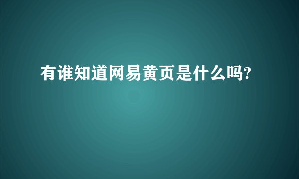 有谁知道网易黄页是什么吗?
