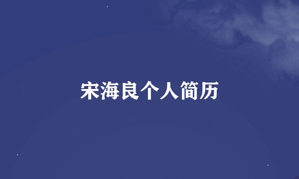 宋海良个人简历