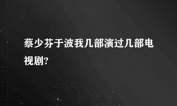 蔡少芬于波我几部演过几部电视剧?