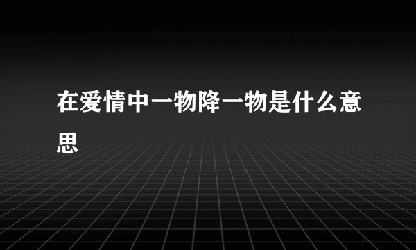 在爱情中一物降一物是什么意思