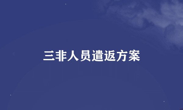 三非人员遣返方案