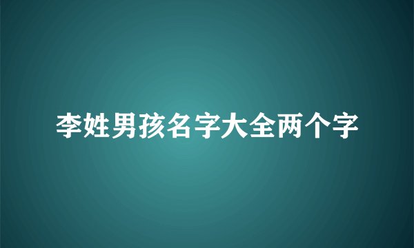 李姓男孩名字大全两个字