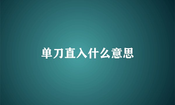 单刀直入什么意思