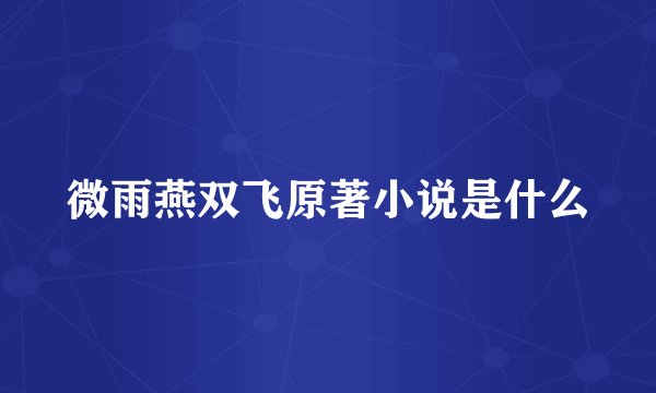 微雨燕双飞原著小说是什么
