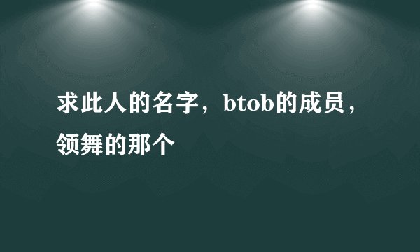 求此人的名字，btob的成员，领舞的那个