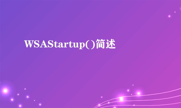 WSAStartup()简述