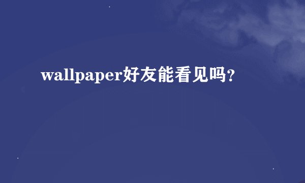 wallpaper好友能看见吗？