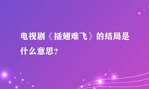 电视剧《插翅难飞》的结局是什么意思？
