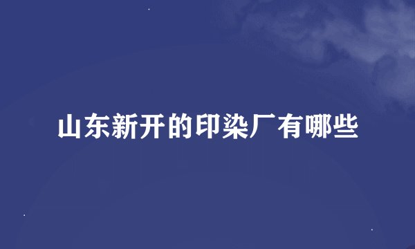 山东新开的印染厂有哪些