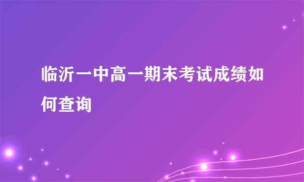 临沂一中高一期末考试成绩如何查询