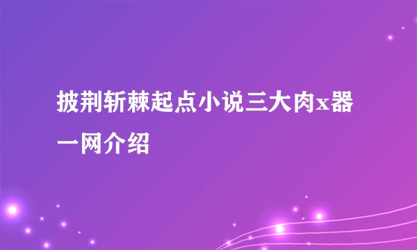 披荆斩棘起点小说三大肉x器一网介绍