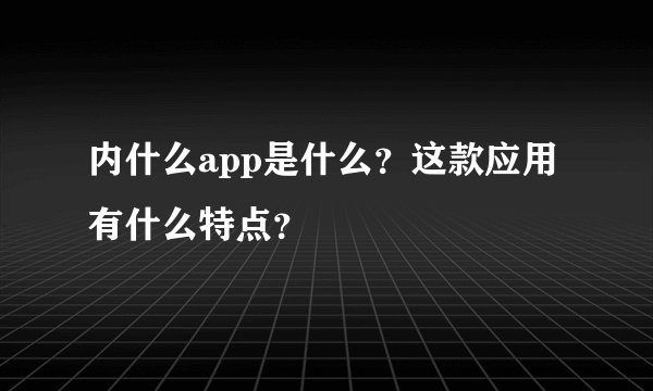 内什么app是什么?这款应用有什么特点?
