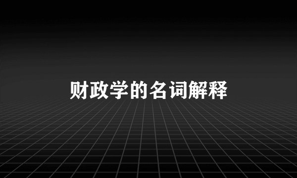 财政学的名词解释