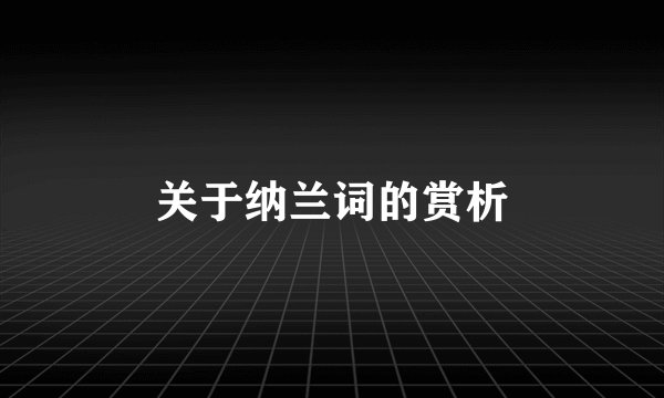 关于纳兰词的赏析