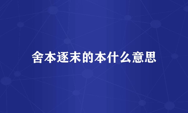 舍本逐末的本什么意思