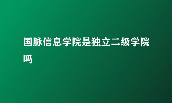 国脉信息学院是独立二级学院吗