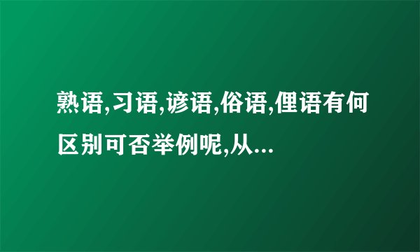 熟语,习语,谚语,俗语,俚语有何区别可否举例呢,从理论上看差不多.