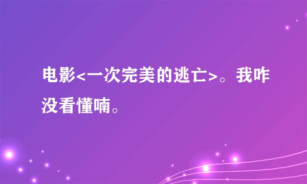 电影<一次完美的逃亡>。我咋没看懂喃。