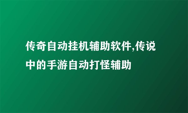 传奇自动挂机辅助软件,传说中的手游自动打怪辅助