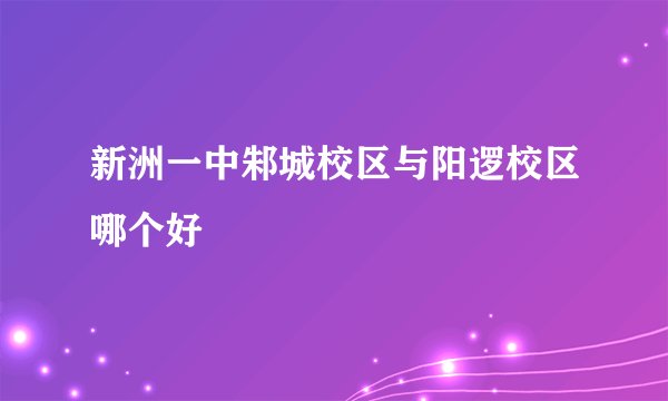 新洲一中邾城校区与阳逻校区哪个好