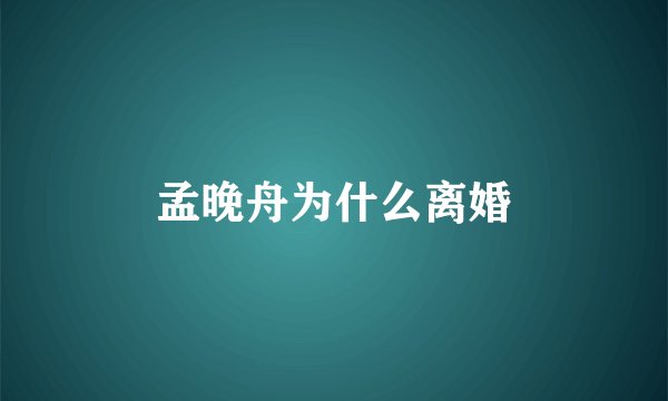 孟晚舟为什么离婚