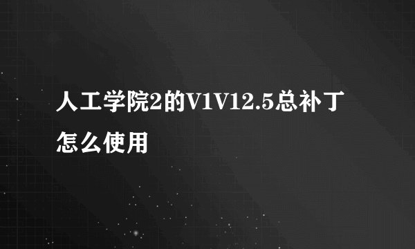 人工学院2的V1V12.5总补丁怎么使用