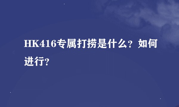 HK416专属打捞是什么？如何进行？