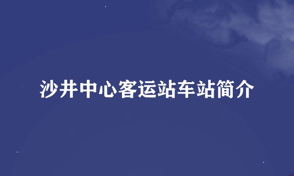 沙井中心客运站车站简介