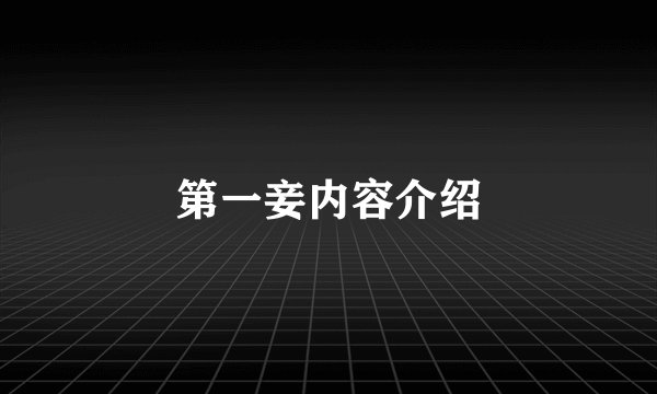 第一妾内容介绍