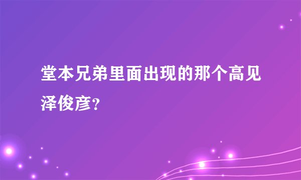 堂本兄弟里面出现的那个高见泽俊彦？