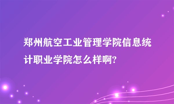郑州航空工业管理学院信息统计职业学院怎么样啊?