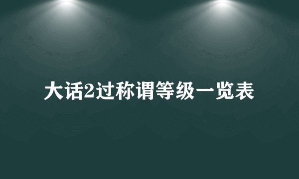 大话2过称谓等级一览表