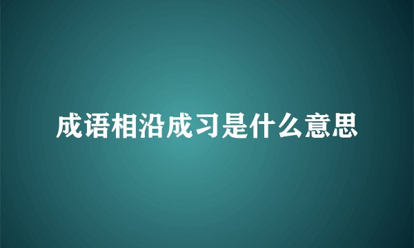 成语相沿成习是什么意思