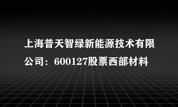 上海普天智绿新能源技术有限公司：600127股票西部材料