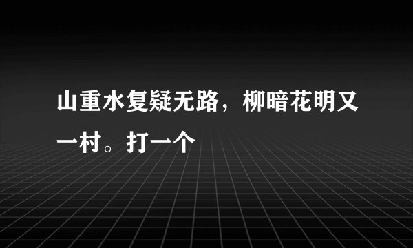 山重水复疑无路,柳暗花明又一村。打一个