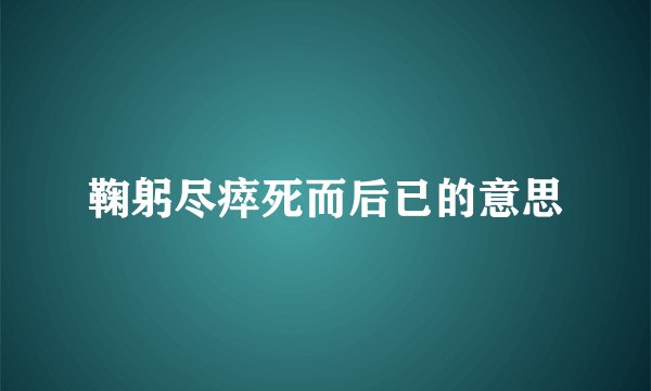 鞠躬尽瘁死而后已的意思