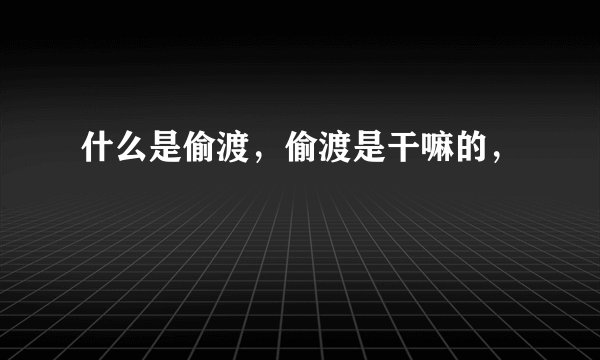 什么是偷渡，偷渡是干嘛的，