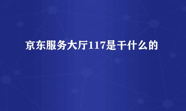 京东服务大厅117是干什么的