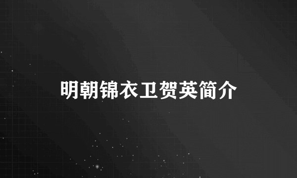 明朝锦衣卫贺英简介