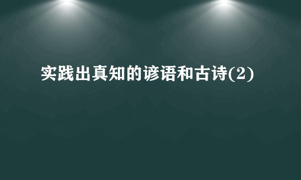 实践出真知的谚语和古诗(2)