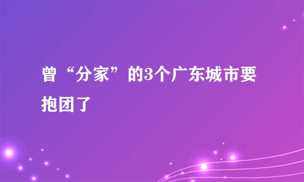 曾“分家”的3个广东城市要抱团了