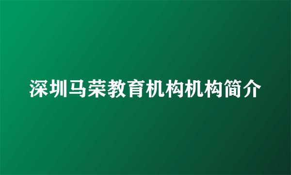 深圳马荣教育机构机构简介