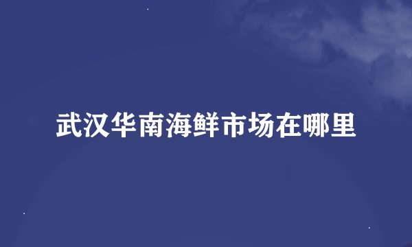 武汉华南海鲜市场在哪里